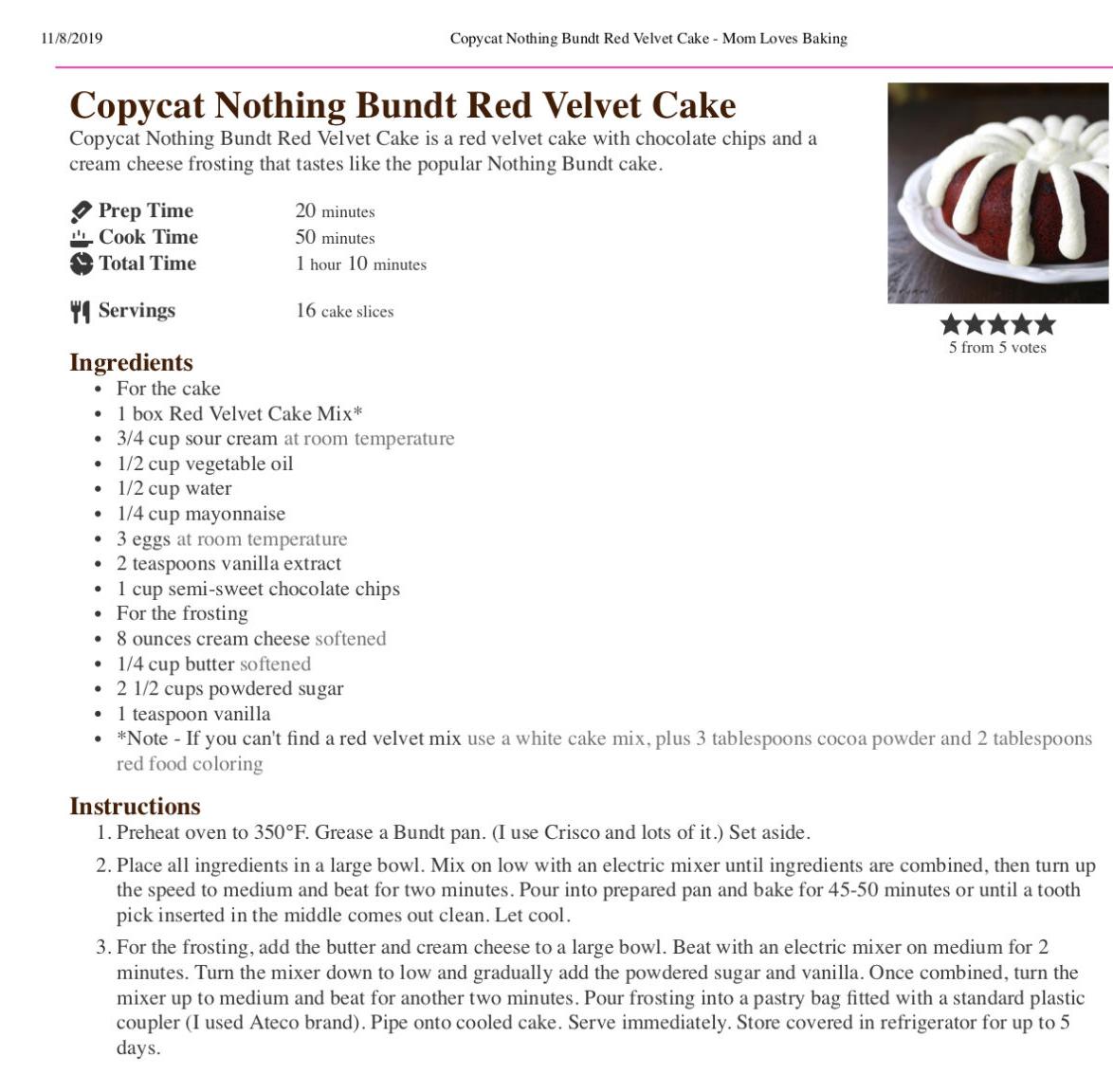 Nothing Bundt Cake recipe